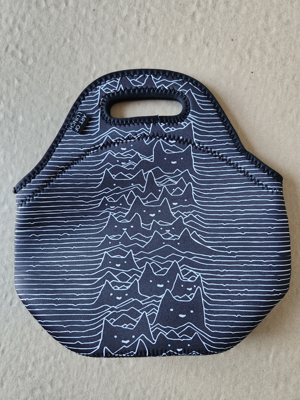 Black Cat Line-Print Neoprene Lunch Cooler Tote